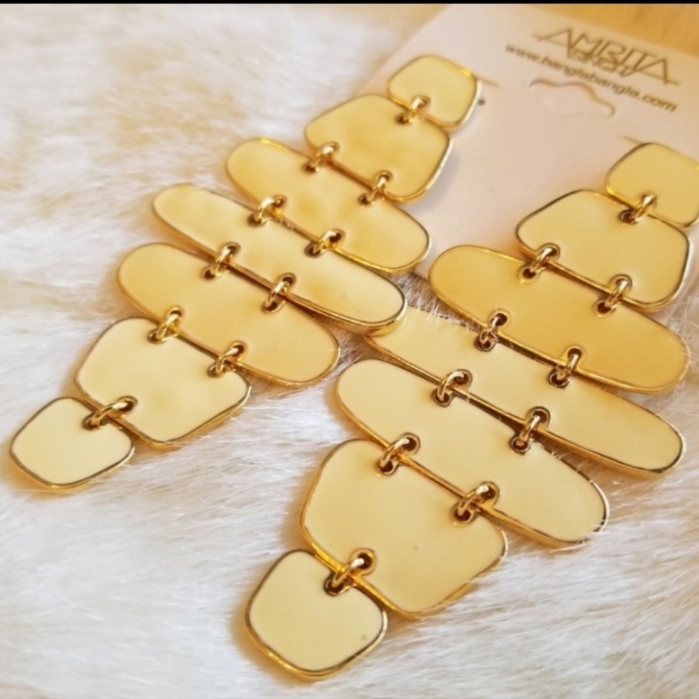 NWT Amrita Singh Ivory Goldtone Broome Street Gold Earrings - Picture 8 of 10